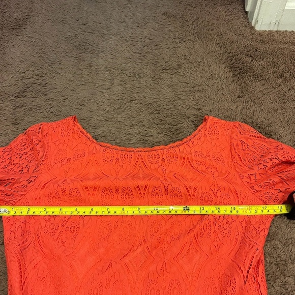 2 FOR $20 Grace Orange Sheath Dress 3/4 Sleeves Size S M 4 6 8 - Picture 6 of 7